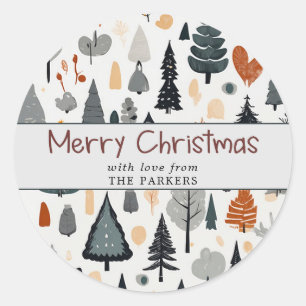 Cute Festive Merry Christmas Holiday  Classic Round Sticker