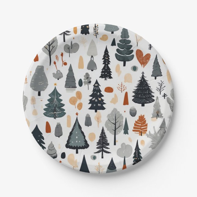 Cute Festive Merry Christmas Holiday  Paper Plate (Front)