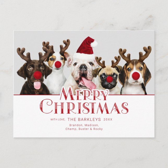 Cute Festive Merry Christmas Typography | Photo Postcard (Front)