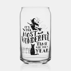 Cute Festive Most Wonderful Time Halloween  Can Glass