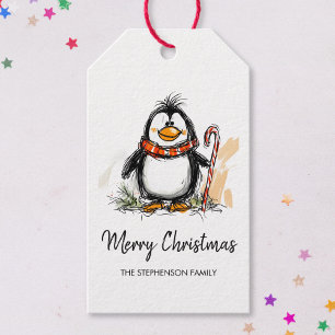 Cute Festive Penguin Merry Christmas Gift Tags