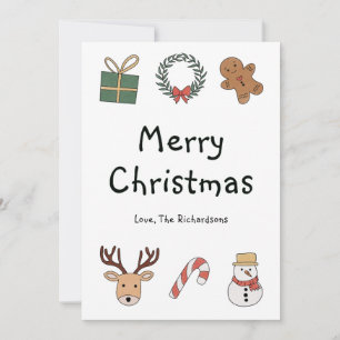 Cute Festive Red and Green Merry Christmas Holiday Card