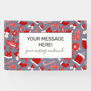 Cute Festive Red Illustrations Christmas Pattern Banner