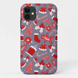 Cute Festive Red Illustrations Christmas Pattern iPhone 11 Case