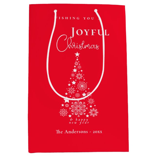 Cute Festive Red Merry Christmas  Medium Gift Bag (Front)