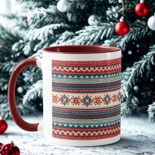 Cute Festive Red Modern Ugly Christmas Sweater Mug