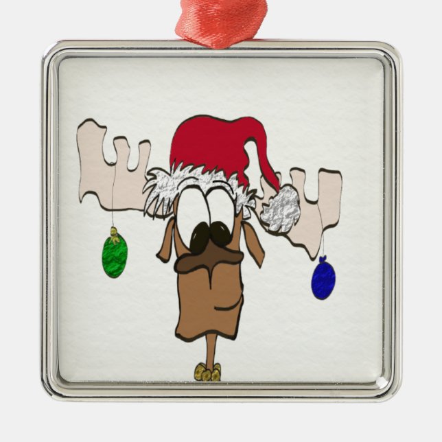Cute Festive Reindeer Metal Tree Decoration (Front)