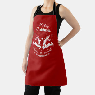 Cute Festive Scandi Red White Christmas Deer Apron