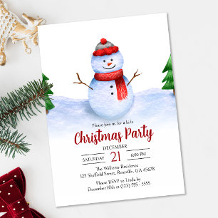 Cute Festive Snowman Kids Christmas Party Invitation