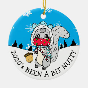 Cute Festive Squirrel 2020 has been Nutty New Year Ceramic Tree Decoration