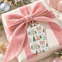 Cute Festive Whimsical Christmas Village Pattern