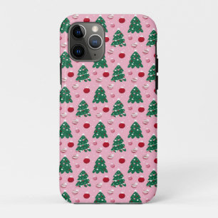 Cute Festive Winter Pink Frosty Snowman iPhone 11 Pro Case