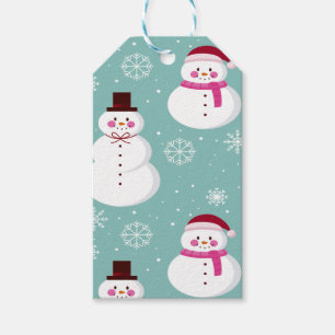 Cute Festive Winter Pink Frosty Snowman Gift Tags