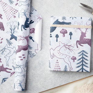 Cute Festive Woodland Reindeer Christmas  Wrapping Paper
