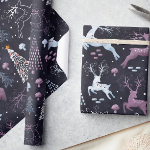 Cute Festive Woodland Reindeer Christmas  Wrapping Paper