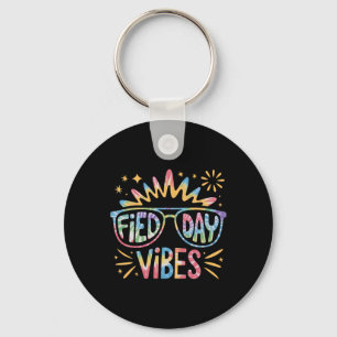 Cute Field Day Vibes Tie Dye For Teacher Kids Fiel Key Ring