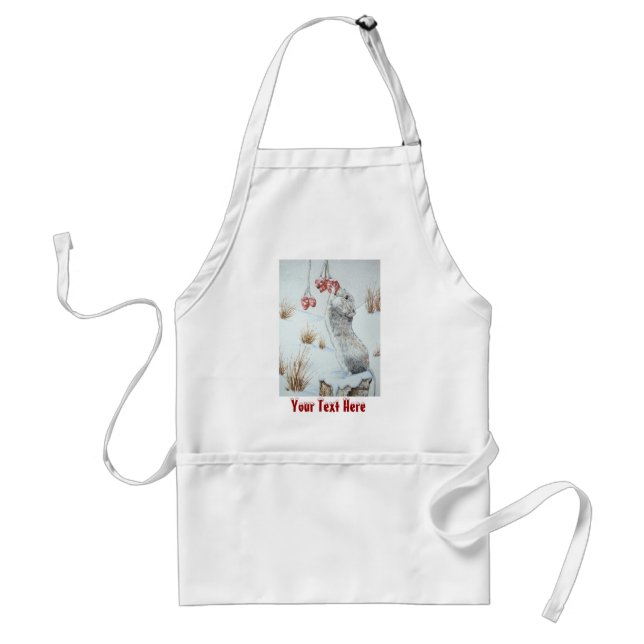 cute field mouse snow scene wildlife standard apron (Front)