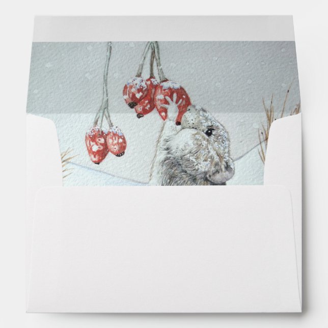 Cute field mouse winter snow scene wildlife envelopes (Back (Bottom))