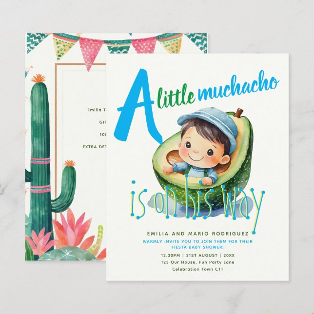 Cute Fiesta Boy Baby Shower Muchacho BUDGET  (Front/Back)