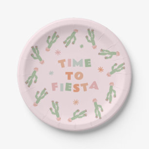 Cute Fiesta Cactus Pink Birthday  Paper Plate