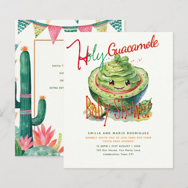 Cute Fiesta Holy Guacamole Baby Shower BUDGET  (Front/Back)