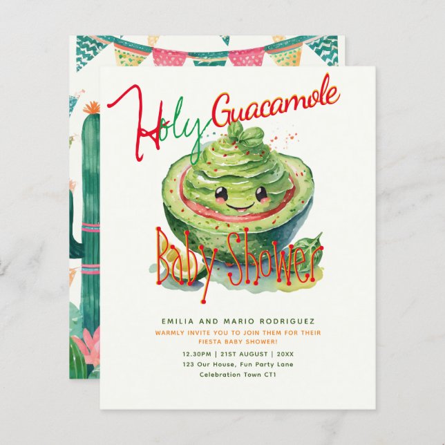 Cute Fiesta Holy Guacamole Baby Shower BUDGET  (Front/Back)