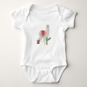 Cute Fiesta Llama & Cactus Baby Bodysuit