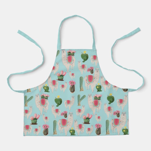 Cute Fiesta Llama & Cactus Pattern  Apron (Front)