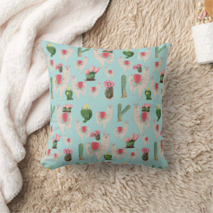 Cute Fiesta Llama & Cactus Pattern Cushion