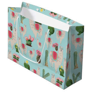 Cute Fiesta Llama & Cactus Pattern  Large Gift Bag