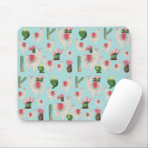Cute Fiesta Llama & Cactus Pattern Mouse Mat