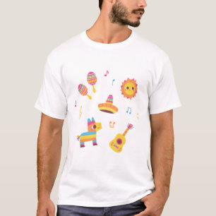 Cute Fiesta Maraca, Sun, Sombrero Hat, Pinata, Gui T-Shirt