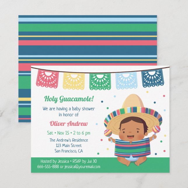 Cute Fiesta Mexican Baby Shower Invitation (Front/Back)