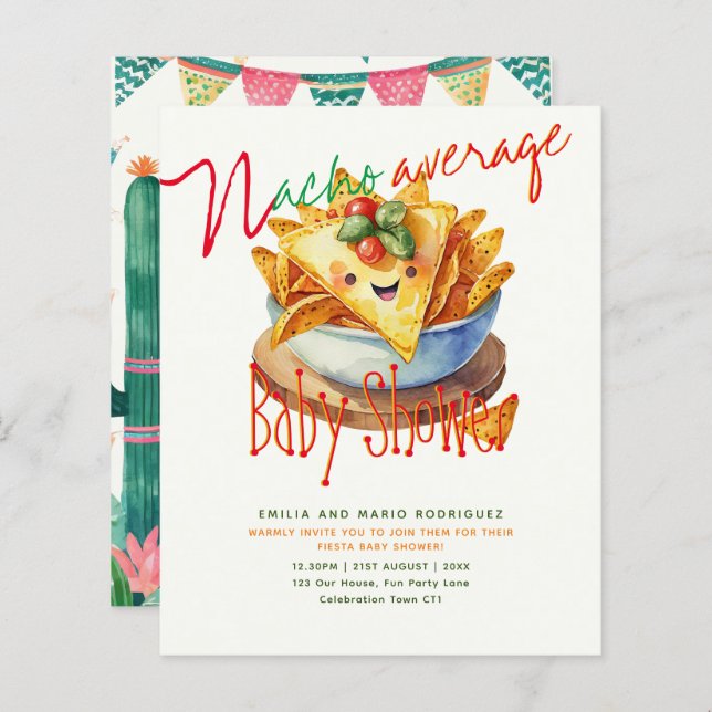 Cute Fiesta Nacho Average Baby Shower BUDGET  (Front/Back)