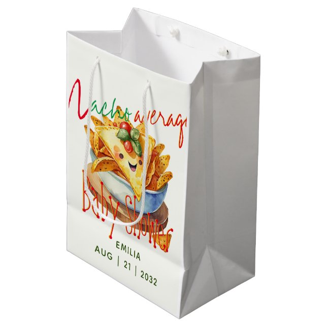 Cute Fiesta Nacho Average Baby Shower Custom Medium Gift Bag (Front Angled)