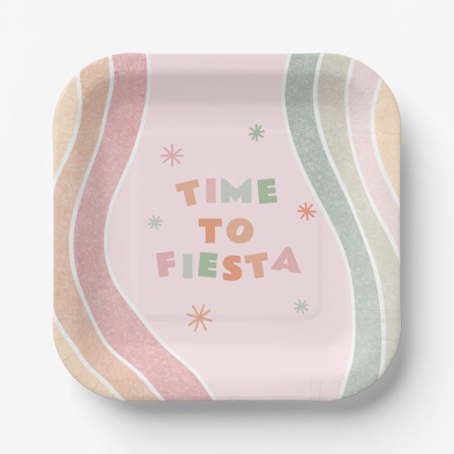 Cute Fiesta Rainbow Birthday  Paper Plate (Front)