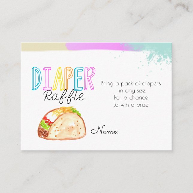 Cute Fiesta taco babyshower diaper raffle card (Front)