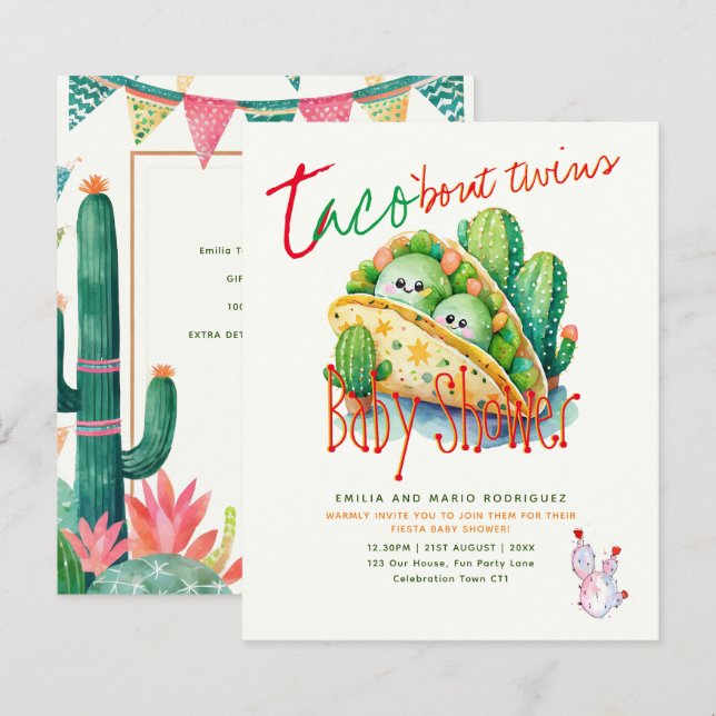 Cute Fiesta Taco TWINS Baby Shower BEST BUDGET  (Front/Back)