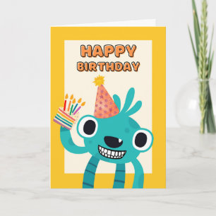 Cute Fifth Birthday for Child with Creature Card