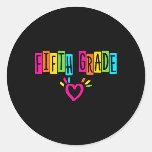 Cute Fifth Grade Heart First Day Of School Girls B Classic Round Sticker