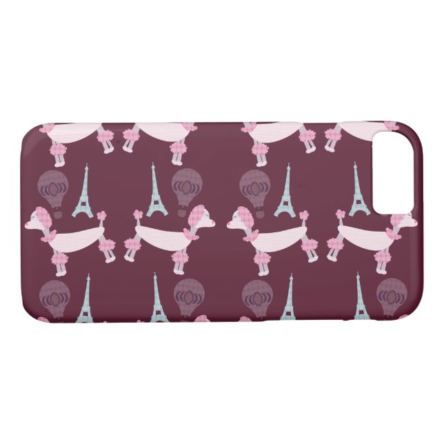 Cute Fifties Paris Poodle Illustrated Cartoon Case-Mate iPhone Case (Back (Horizontal))