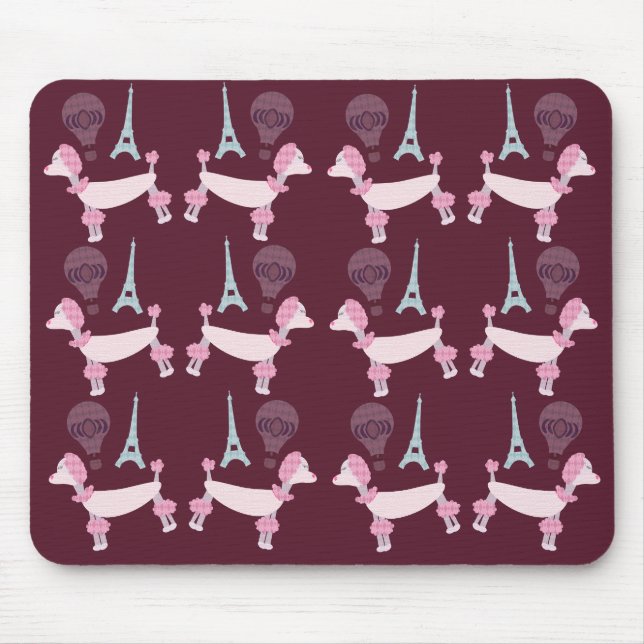 Cute Fifties Paris Poodles Mouse Mat (Front)