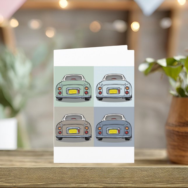 Cute Figaro Cars Figarations Blank Greeting Card (A fun figaro themed blank greeting card that you can send to your car or figgy loving friends)