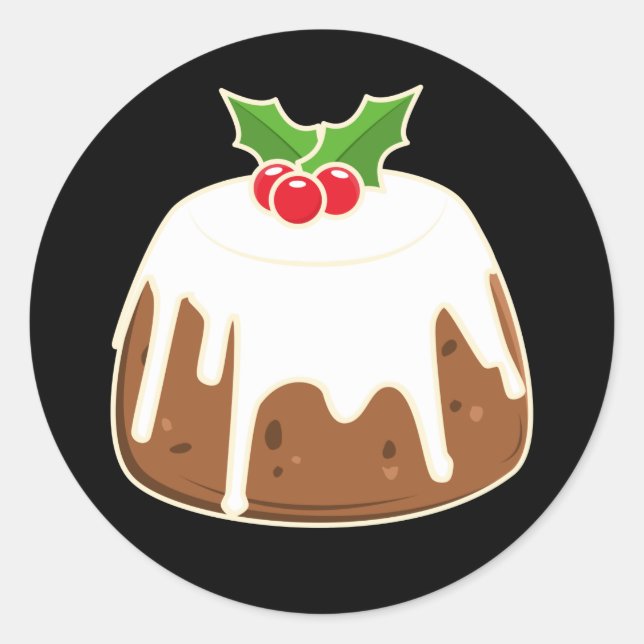 Cute Figgy Pudding Christmas Pudding Classic Round Sticker (Front)