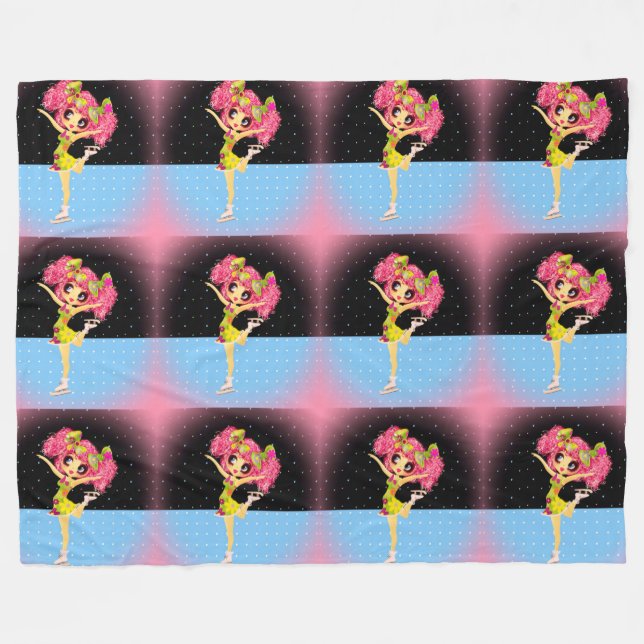 Cute Figure Skater Iceskating girl personalised Fleece Blanket (Front (Horizontal))