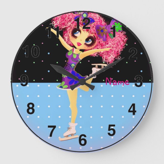 Cute Figure Skater Iceskating girl personalised Large Clock (Front)