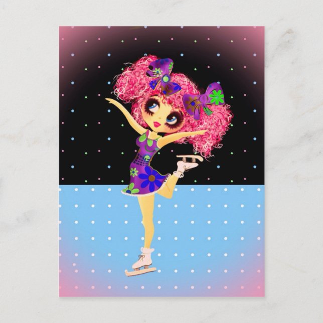 Cute Figure Skater Iceskating girl personalised Postcard (Front)