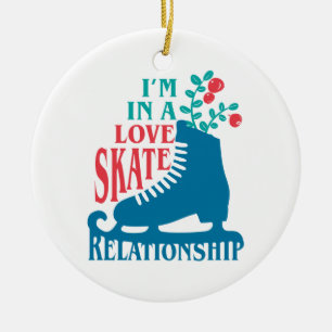 Cute Figure Skating I'm in Love Skate Relationship Ceramic Tree Decoration
