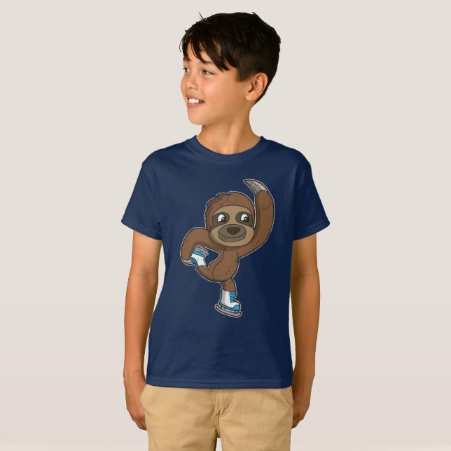 Cute Figure Skating Sloth T-Shirt (Front Full)