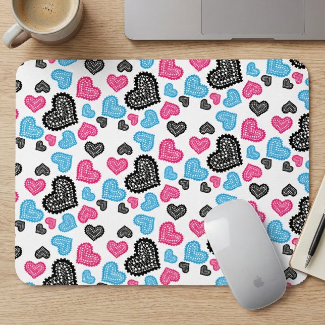 Cute Filigree Lace Hearts Pattern Mouse Mat (Creator Uploaded)